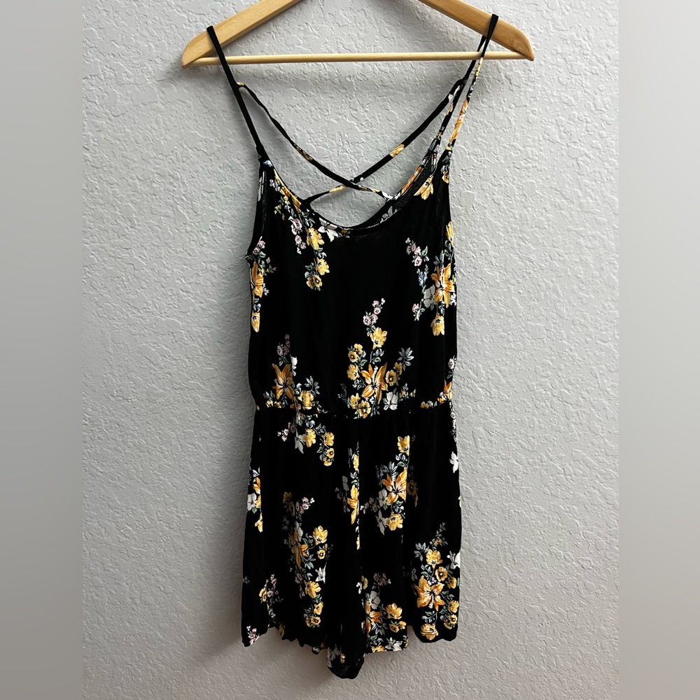 H&M Black Floral Romper Size S